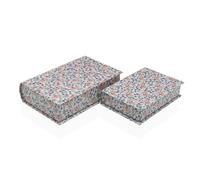 Scatola Decorativa Versa Tela Legno MDF Fiori Libro