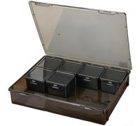 Scatola degli attrezzi modulare in plastica con ampi scomparti per viti e chiodi, impilabile e antipolvere, colore nero, per officina, garage, organizzazione 390 x 310 x 70 mm, dimensioni (C)