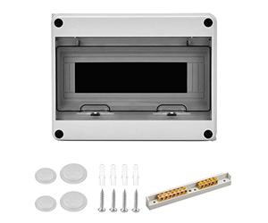 Scatola dei fusibili da parete, piccolo distributore, 1 fila di 12 moduli, IP65, impermeabile, per ambienti umidi, per giardino, colonne di carica, o ambienti esterni