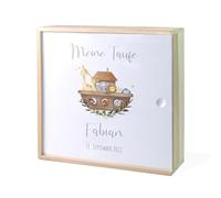 Scatola dei ricordi battesimo Arca scatola dei ricordi in legno, regalo battesimo per bambino, regalo per battesimo personalizzato, regalo per battesimo
