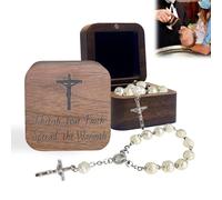 Scatola dei ricordi del mio primo rosario, regalo per battesimo cattolico per neonati, baby shower e prima comunione, in legno di noce, ricordo religioso per Natale, benedizioni per neonati (bambina