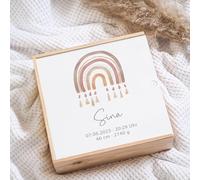 Scatola dei ricordi in legno Baby Arcobaleno Boho, scatola dei ricordi, regalo per nascita, regalo di nascita personalizzato, regalo di nascita personalizzato, regalo per nascita