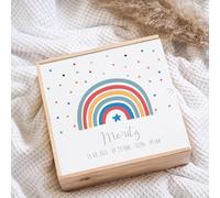 Scatola dei ricordi in legno Baby Arcobaleno Stella, scatola dei ricordi regalo per bambino, regalo di nascita personalizzato, regalo di nascita personalizzato, regalo di nascita