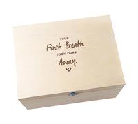 Scatola dei ricordi in legno inciso, scatola ricordo del bambino, regalo inciso per i neofenimi/primo Natale del bambino/regalo per neonata (Your First Breath Took Ours Away)