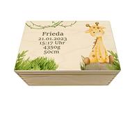 Scatola dei ricordi per neonati e bambini - stampa giraffa, regalo per nascita, personalizzabile, S