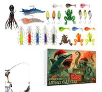 Scatola del pescatore - Metallo, morbida, PVC 27x18 cm | Esche da d'acqua dolce con Esché 24 giorni Esche da in acqua salata per uomini Ragazzi Padri Mariti Amanti