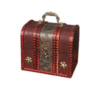 Scatola del tesoro con serratura - Custodia di supporto finitura noce, contenitore regalo classico, contenitore decorativo per ricordi e deposito sicuro | Scatola per ninnoli finitura noce con interno