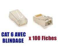 Scatola Di 100 Schede RJ45 8P8C - Presa A Crimpare - BLINDATE - CAT6 CAT5