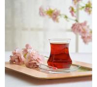 Scatola di 6 Tè Occhiali Turco Tè Bicchiere Cay Bardagi Coppe Piattini 12 pezzi set