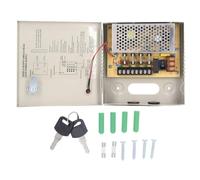 Scatola di alimentazione a 4 canali DC12V 3 Amp PTC Fusibile Alimentatore CCTV Circuito chiuso con scatola metallica con spina CA e blocco per telecamere di sorveglianza DVR Alimen