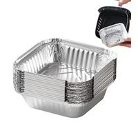 Scatola di alluminio - Teglie da forno in alluminio da 20 pezzi | Pentole rettangolari in alluminio | Estrarre le teglie di alluminio | Carta stagnola per friggitrice ad aria 23x23x4 cm | Teglie retta