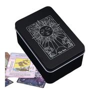Scatola di archiviazione portatile, carta di tarocchi Storage with Print, Jewelry Storage Box, Protective Case, Tarocchi Deck Box, Small Metal Box, Moon Sun Printed Tarocchi Card Holder, Box for