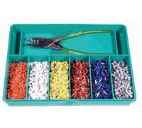 Scatola di assortimento con utensile a crimpare, ghiere e pinze isolate