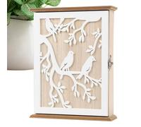 Scatola di blocco chiave: mensola da parete classica 20x7x26,4 cm, armadio sospeso in legno duro, elegante intagliato con sei ganci in metallo | Elegante organizzatore per la porta del