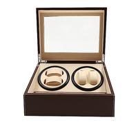 Scatola di carica automatica per orologi marrone, 100-240 V, carica orologi per 4 orologi automatici + 6 griglie, motore silenzioso per la raccolta di orologi, display gioielli (31 x 24 x 18 cm)