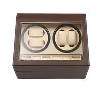 Scatola di caricaorologi automatica di lusso per orologi, scatola per orologi con 6 scomparti e 4 superfici rotanti, motore silenzioso marrone