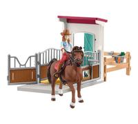 SCHLEICH 42710 Box per Cavalli con Hannah e Cayenne di Horse Club, da 5 Anni, Horse Club - Playset, 25 Pezzi