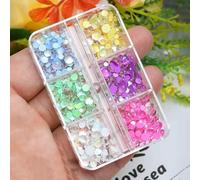 scatola di ciondoli per nail art a forma di lacrime di sirena arcobaleno, perline a bolle di macaron, nail art per l'estate, decorazioni per unghie in vetro semisferico Auror