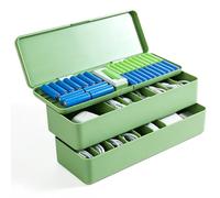 Scatola di conservazione della batteria con tester di batteria, organizzatore batteria a tre ripiani, scatola di plastica per 20 batterie AAA, 11 batterie AA ogni piano (senza batterie)