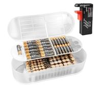 Scatola di conservazione della batteria, organizer per batterie per 108 batterie AAA AA, in plastica con tester, solo scatola