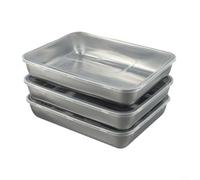 Scatola di conservazione e conservazione degli alimenti in acciaio inox, set da 3 pezzi con coperchio, 25 x 20 x 5 cm, contenitore multiuso da cucina (1 pz)