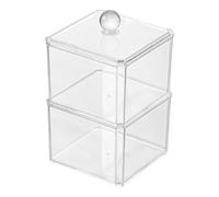 Scatola Di Cotone Trucco - Portasciugamano, Organizzatore Trasparente | Vaso Quadrato In Polimero Ampio Uso Per Il Piano Del Bagno, Bancone Di Vanità, Vassoio Per Gioielli Per Orecchini