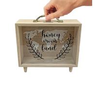 Scatola di denaro per contanti - Banca di risparmio di denaro in legno con finestra chiara | Scatola di risparmio in contanti da banco per coppie ragazzi giovani amici di famiglia