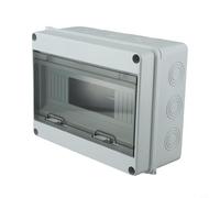 -Scatola di distribuzione montata IP65 Impermeabile 12-Way Fuse Box 1 fila per 12 moduli Grigio HT-12, Contenitore ABS con copertura trasparente PC, 255 x 200 x 110mm, per CE