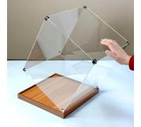 scatola di esposizione acrilico, Vetrina trasparente con base effetto legno, espositore in acrilico antipolvere automontante, contenitore for riporre oggetti da banco(60cm(24")x60cm(24")x40cm(16"))