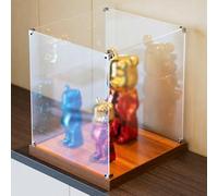 scatola di esposizione acrilico, Vetrina trasparente con base spessa effetto legno, vetrina in acrilico antipolvere, dimensioni personalizzabili, contenitore da banco(50cm(20")x50cm(20")x30cm(12"))