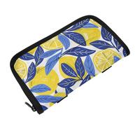 Scatola di fazzoletti da appendere per auto Lemon Design Giallo Blu portatovaglioli con cinghie regolabili e cerniera Accessori auto riutilizzabili per la maggior parte delle auto