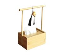 Scatola Di Fazzoletti Di Bambù Con Manico, Ornamenti Decorativi Da Scrivania, Porta Tovaglioli In Legno Massello Fatto A Mano, Tubo Di Carta Assorbente(Brown)