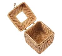 Scatola Di Fazzoletti In Rattan Porta fazzoletti quadrato in rattan, porta fazzoletti in vimini intrecciato a mano con coperchio superiore incernierato, for bagno, ufficio, casa Per Casa Ufficio Bagno