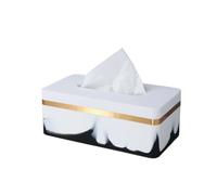 Scatola di fazzoletti in resina marmorizzata, tovagliolo, bianco e nero, decorazione for la casa, soggiorno, camera da letto, hotel, 1 pezzo(L)