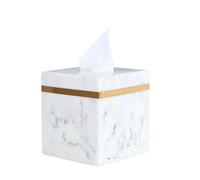 Scatola di fazzoletti in resina marmorizzata, tovagliolo creativo, bianco e nero, decorazione for la casa, soggiorno, camera da letto, hotel, 1 pezzo(D)