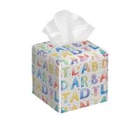 Scatola di fazzoletti quadrata colorata lettere in pelle PU porta fazzoletti educazione alfabeti impermeabile fazzoletti organizer cubo per auto bagno ufficio casa scrivania decorazione da tavolo