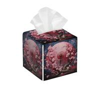 Scatola di fazzoletti quadrata con fiori di ciliegio, in pelle PU, con fiore giapponese, impermeabile, organizer per auto, bagno, ufficio, casa, scrivania, decorazione da tavolo