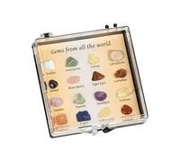 Scatola di gemme educative - Set geologico con campioni di pietre, cristalli e minerali, ideale per studi scientifici, esplorazione giovanile, hobby per adulti e introduzione al mondo naturale