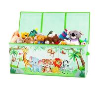 Scatola di Giocattoli Extra Large con Coperchio Ribalta per Bambini, Contenitore Porta Giochi Pieghevole Oxford, Baule Portagiochi Impermeabile Robusto per Ragazze Ragazzi, 96×32×40cm (Festa Animali)