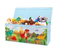 Scatola di Giocattoli Large con Coperchio Ribalta per Bambini, Contenitore Porta Giochi Pieghevole Oxford, Baule Portagiochi Impermeabile Robusto per Ragazze Ragazzi, 96×32×40cm(Dinosauro Vulcano)
