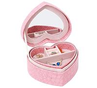 Scatola di gioielli da viaggio per piccole strati Organizzatore Visualizzazione Custodia con scatola regalo Mirror per gli orecchini degli anelli Collana per ragazze, 5 colori semplici e portatili