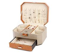 Scatola di gioielli scatola di gioielli a 2 gioielli a 2 livelli con chiusura per il branco di gioielli di gioielli in pelle per il rossetto per rossetto per le donne organizzatore di gioielli