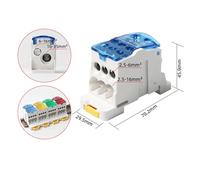 Scatola di giunzione alimentazione compatta per guida DIN con morsettiera da 80A