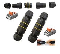 Scatola di Giunzione, CESFONJER IP68 3 vie M25 Connettori Elettrici Impermeabili, Gamma di cavi 6-11mm Esterno Manicotto Accoppiatore (2pezzi)