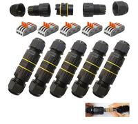 Scatola di Giunzione, CESFONJER IP68 3 vie M25 Connettori Elettrici Impermeabili, Gamma di cavi 6-11mm Esterno Manicotto Accoppiatore (5 pezzi)