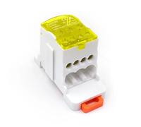 Scatola di giunzione for guida DIN UKK-80A, 1 pezzo, morsettiera ad alta corrente 80A 500V 1 ingresso-7 uscite for quadri elettrici(UKK-80A-YELLOW)