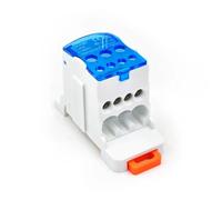 Scatola di giunzione for guida DIN UKK-80A, 1 pezzo, morsettiera ad alta corrente 80A 500V 1 ingresso-7 uscite for quadri elettrici(UKK-80A-BLUE)