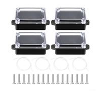 Scatola di giunzione impermeabile, 4 pezzi, 83 x 58 x 33 mm, in ABS, nero, trasparente, per progetti esterni, con copertura trasparente, per orecchie piccole