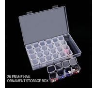 Scatola di immagazzinaggio degli accessori di arte del chiodo con 28 comparti organizzatore degli attrezzi per l'incastonatura di diamanti, scatola trasparente in plastica con coperchio portatile per 