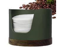 Scatola di immagazzinaggio di carta filtro per caffè - Dispensatore di filtro di carta di ricambio rotondo - Contenitore resistente alla polvere con coperchio, legno portatile in stile fattoria